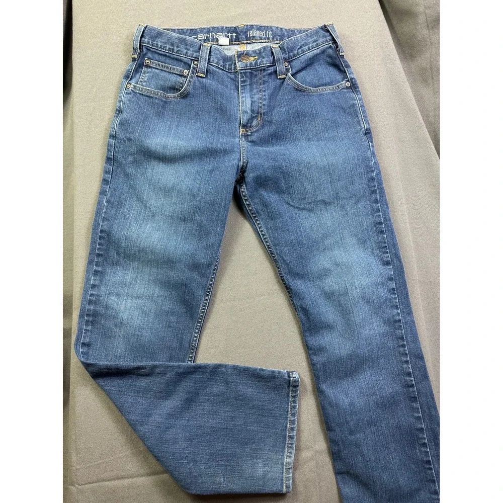 Carhartt Relaxed Fit Straight Leg Jeans Men's 31x30 Medium Wash Blue Denim - Picture 2 of 14